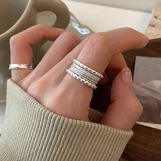 Light Luxury Woven Twisted Multilayer Niche Design Opening Adjustable Ring