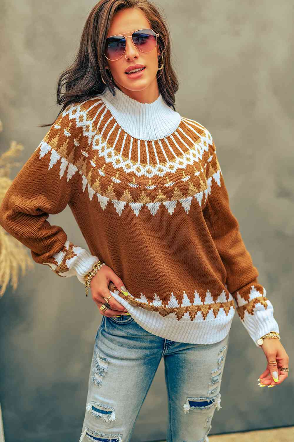 Mock Neck Long Sleeve Sweater