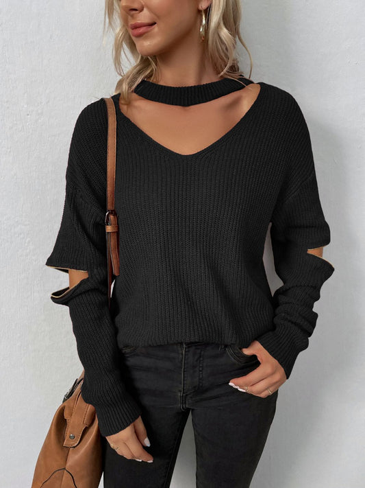 Distressed Zipped Sassy Sweater
