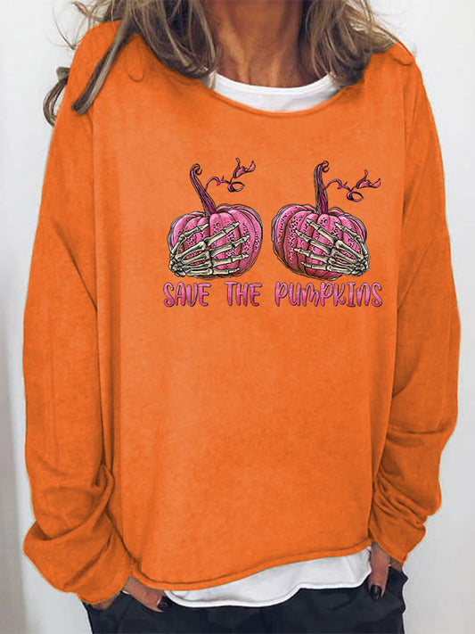 SAVE THE PUMPKIN 图案全尺寸运动衫