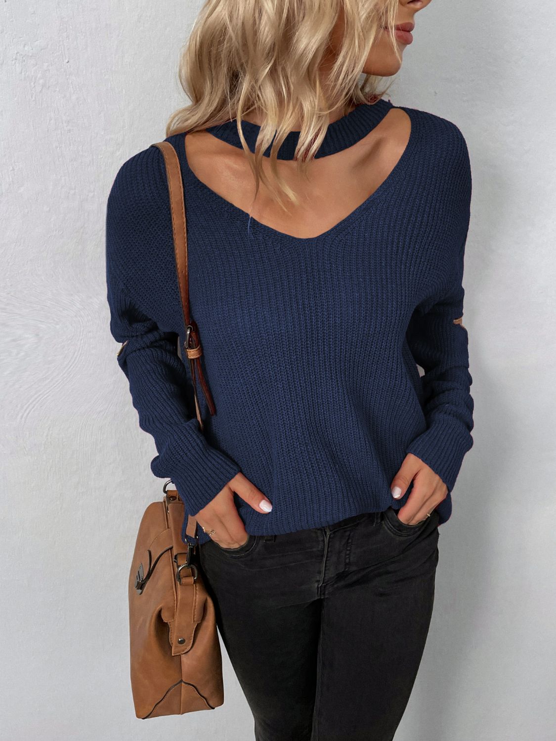 Distressed Zipped Sassy Sweater