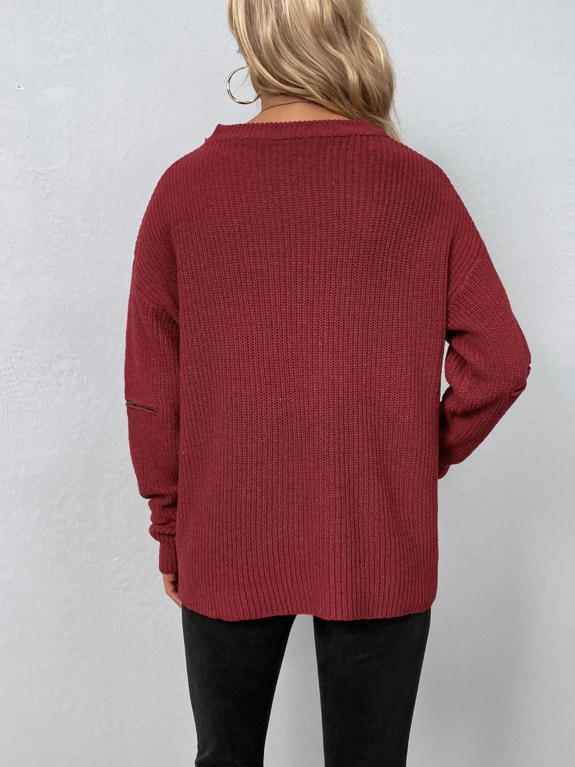 Distressed Zipped Sassy Sweater