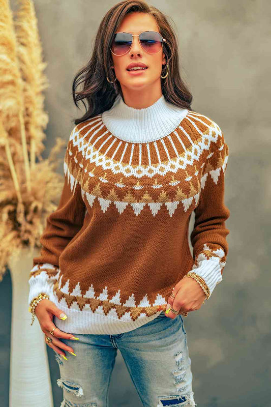 Mock Neck Long Sleeve Sweater
